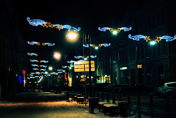 Праздничное украшение улицы Рождественской в Нижнем Новгороде