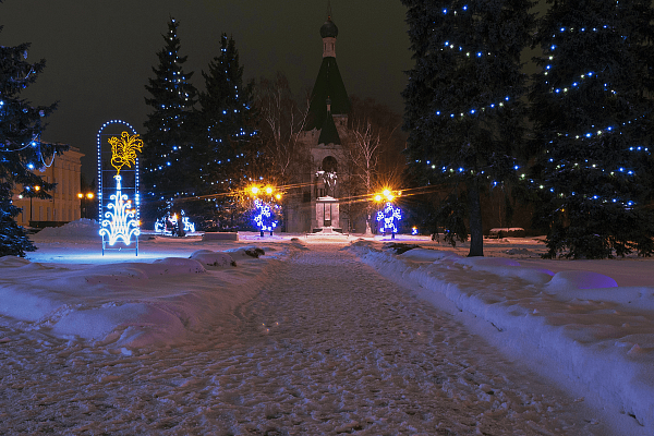 Новогодняя иллюминация в Нижегородском Кремле